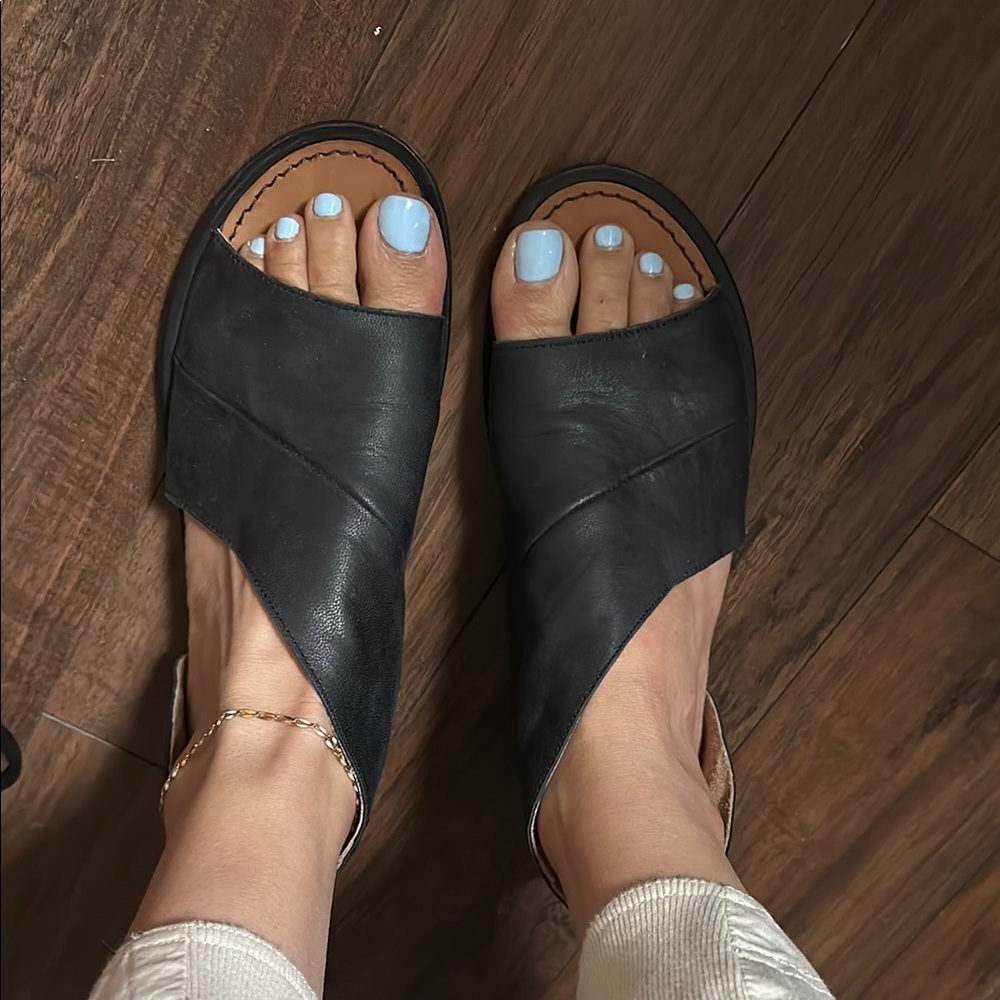 Free People Black Slide Sandals with Padded Straps